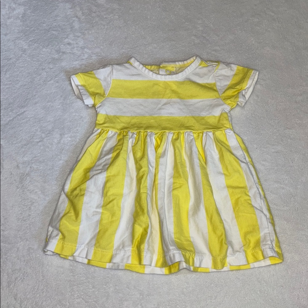 (2 for $10) carters Yellow and White Striped summer Dress 6 months baby girl